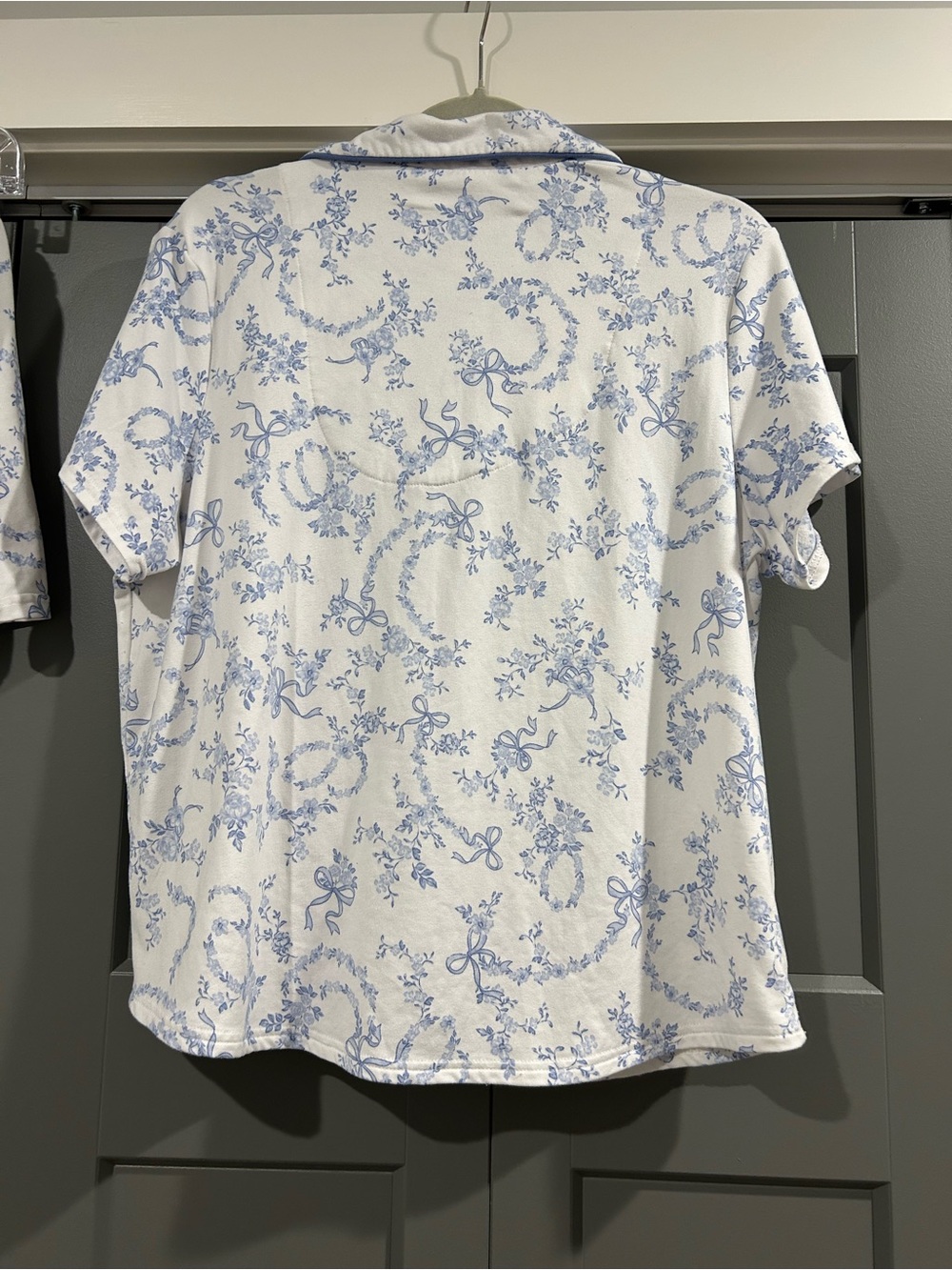 Ashley Lauren Light Blue Floral Short Pajama Set - 2-Piece - Picture 5 of 12